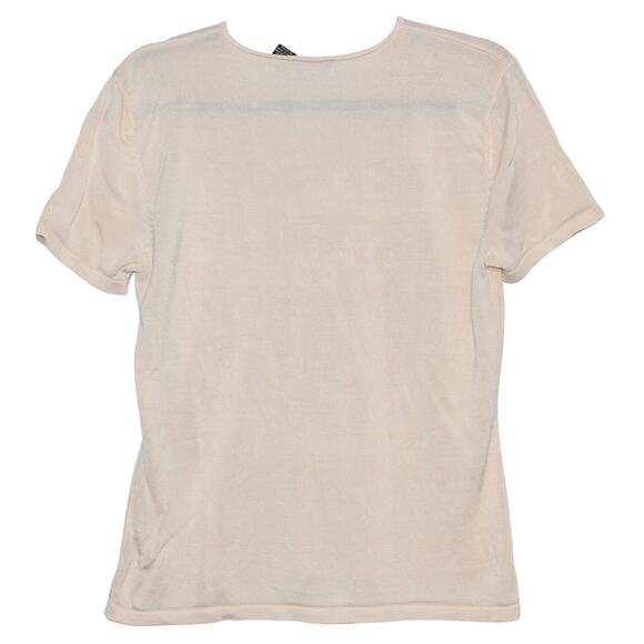 Liz Claiborne Collection 100% Silk Short Sleeve Top Cream Size Large - Picture 5 of 8